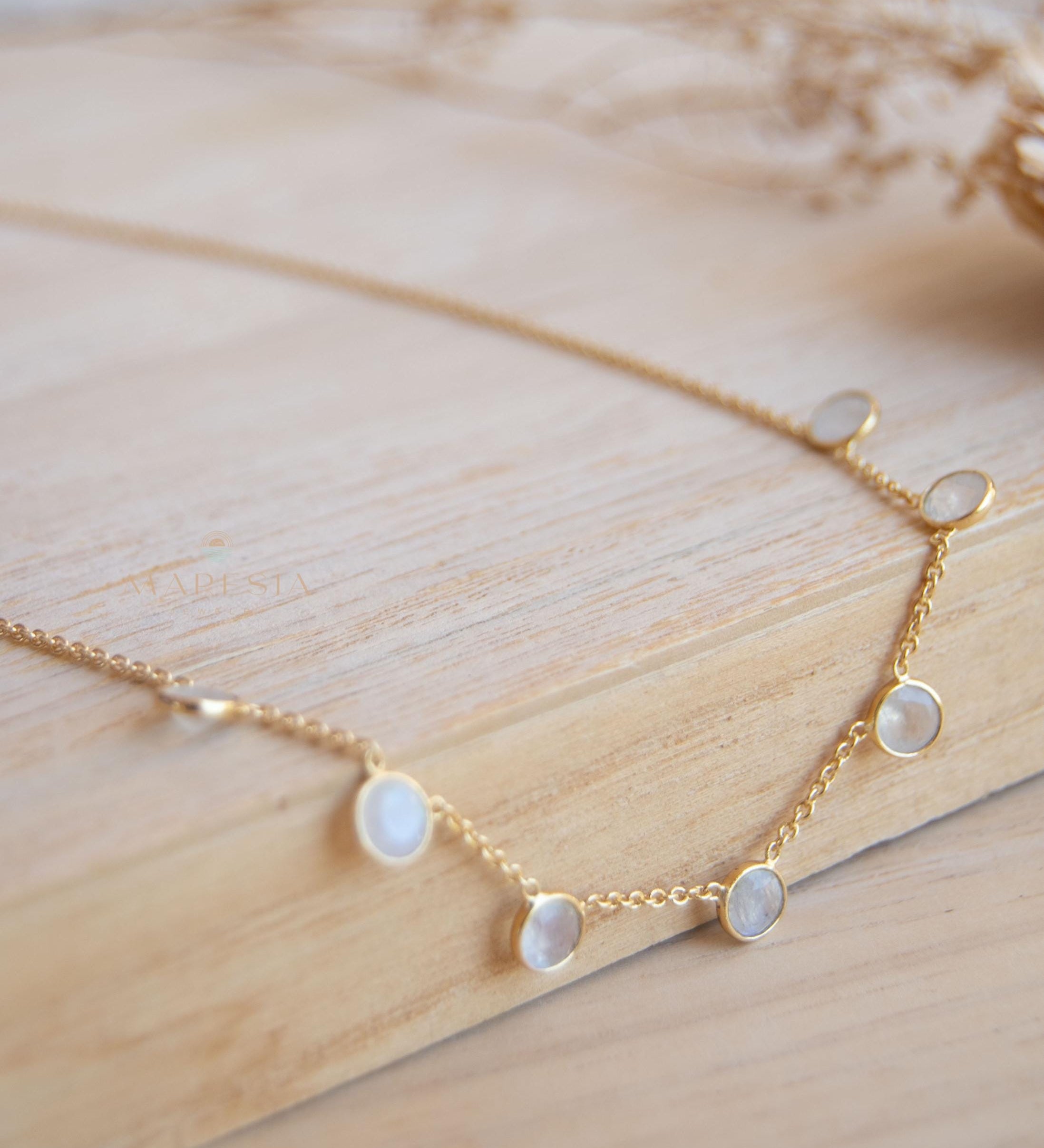 Moonstone Necklace ~ Gold Plated 18k ~ Jewelry ~ Gift For Her ~ Minimalist~ Handmade~ Thin Chain~ Delicate ~Layered ~ MN200