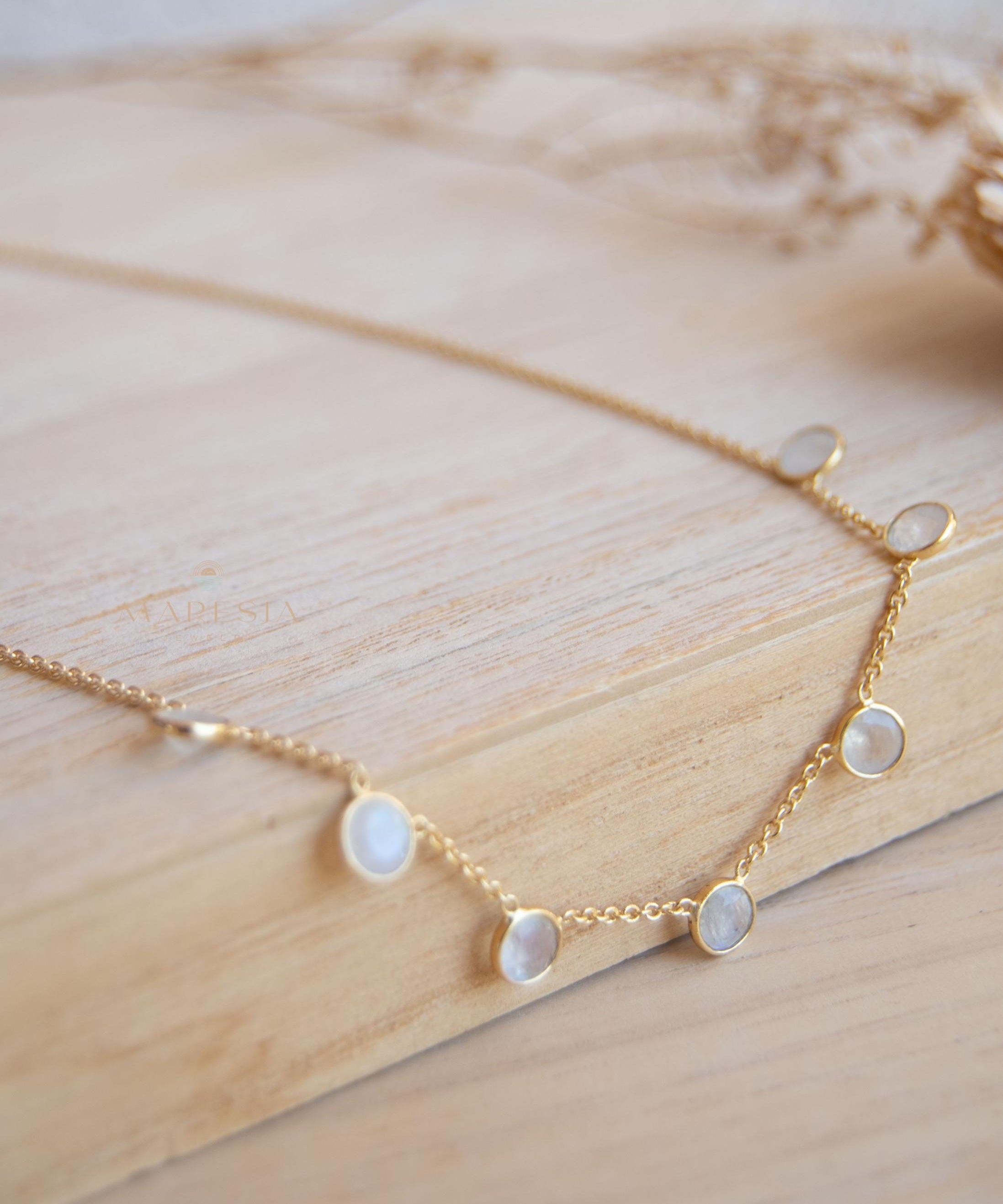 Moonstone Necklace ~ Gold Plated 18k ~ Jewelry ~ Gift For Her ~ Minimalist~ Handmade~ Thin Chain~ Delicate ~Layered ~ MN200
