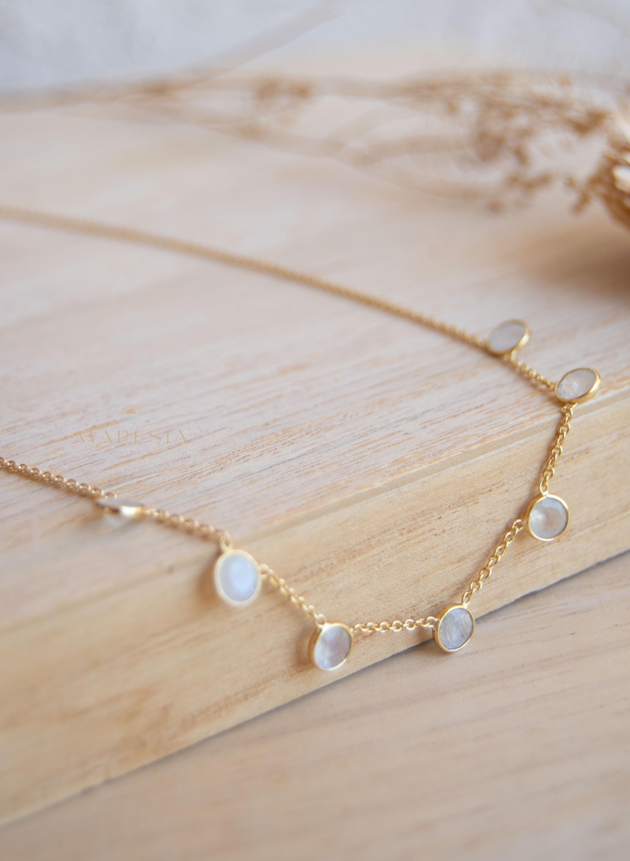 Moonstone Necklace ~ Gold Plated 18k ~ Jewelry ~ Gift For Her ~ Minimalist~ Handmade~ Thin Chain~ Delicate ~Layered ~ MN200