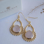 Rose Quartz 18k Gold Plated Earrings ~ Gemstone ~ Dangle Earrings ~ Handmade ~ Jewelry ~ Gift for her ~ ME187