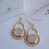 Rose Quartz 18k Gold Plated Earrings ~ Gemstone ~ Dangle Earrings ~ Handmade ~ Jewelry ~ Gift for her ~ ME187