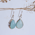 Aqua Chalcedony Earrings~ Sterling Silver 925 ~Dangle Earrings ~Silver Earrings ~Teal Chalcedony ~Tear Drop Gemstone ~ Natural Stone ~ ME007