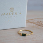 Green Tourmaline Hydro Ring ~ Rectangular Stone ~ 18k Gold Plated ~ Jewelry ~ Handmade ~ Boho ~ MR364