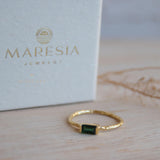 Green Tourmaline Hydro Ring ~ Rectangular Stone ~ 18k Gold Plated ~ Jewelry ~ Handmade ~ Boho ~ MR364