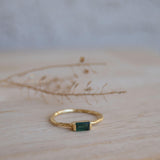 Green Tourmaline Hydro Ring ~ Rectangular Stone ~ 18k Gold Plated ~ Jewelry ~ Handmade ~ Boho ~ MR364