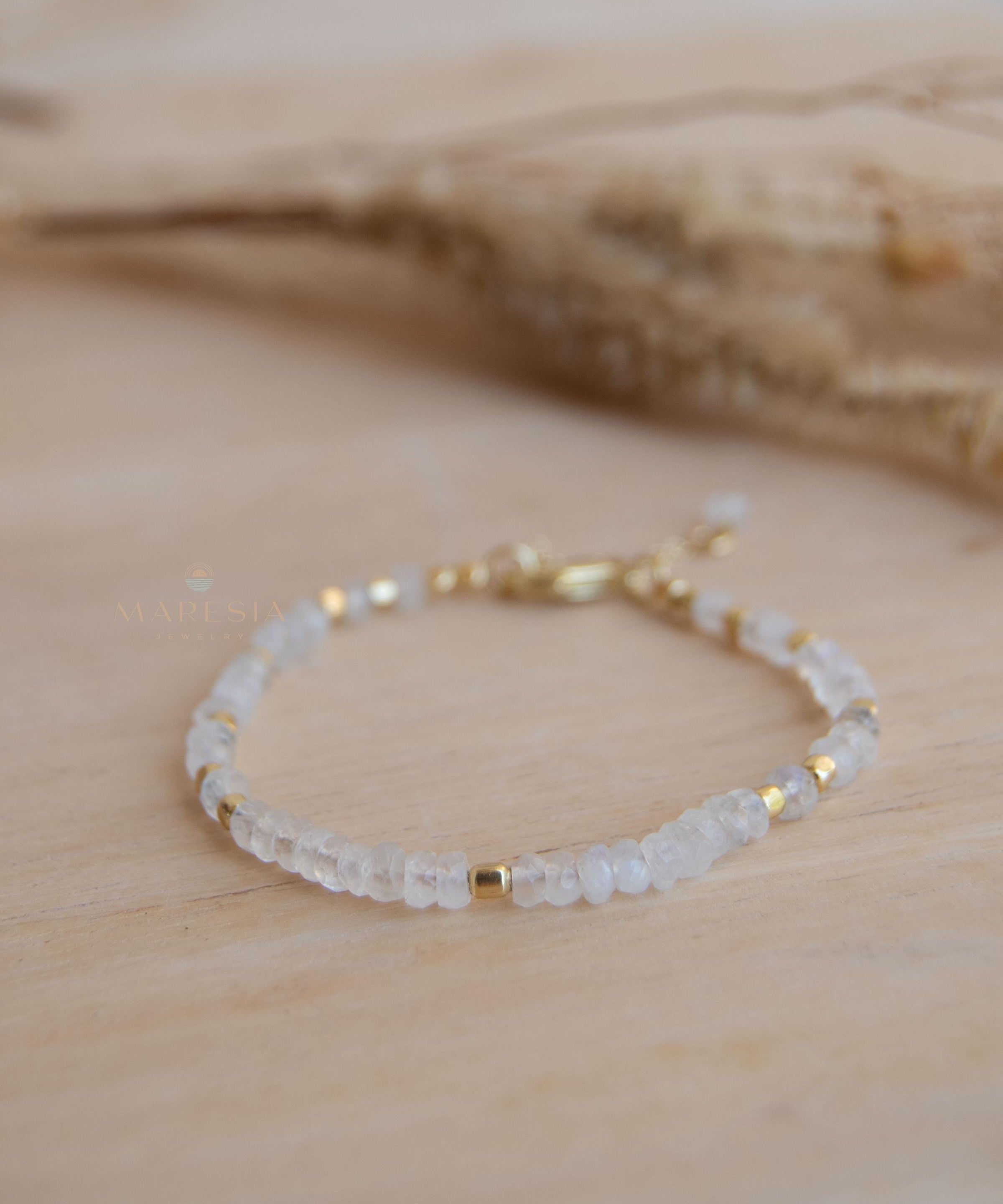 Moonstone Bracelet ~ Gold Plated 18k ~ Handmade ~ Hippie ~Bohemian ~Jewelry ~Stackable MB065