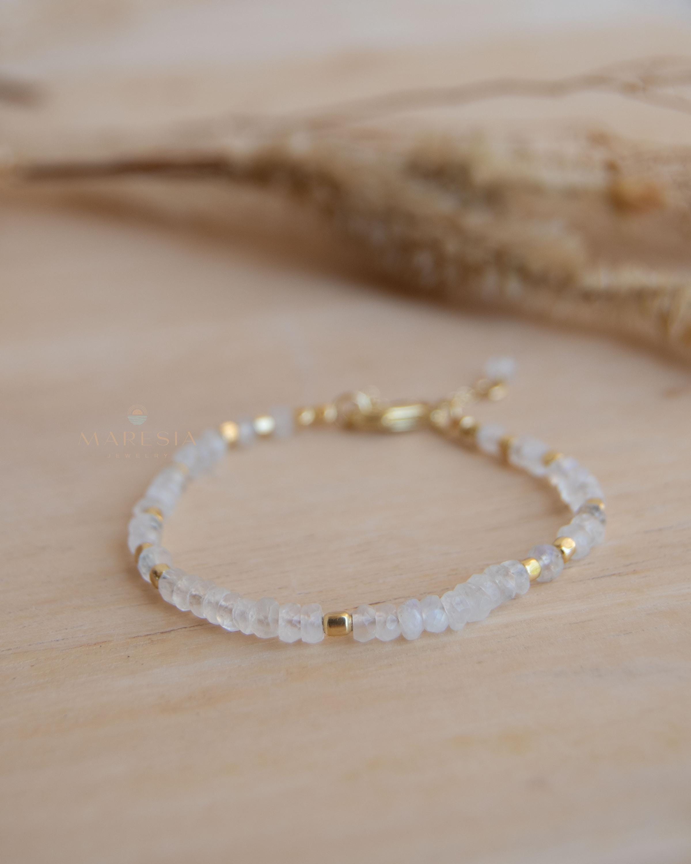 Moonstone Bracelet ~ Gold Plated 18k ~ Handmade ~ Hippie ~Bohemian ~Jewelry ~Stackable MB065