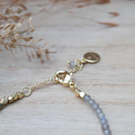 Labradorite & Fresh Water Pearl Bracelet ~ Gold Plated 18k ~ Handmade ~ Hippie ~Bohemian ~Jewelry ~Stackable MB072