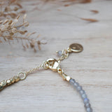Labradorite & Fresh Water Pearl Bracelet ~ Gold Plated 18k ~ Handmade ~ Hippie ~Bohemian ~Jewelry ~Stackable MB072