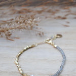 Labradorite & Fresh Water Pearl Bracelet ~ Gold Plated 18k ~ Handmade ~ Hippie ~Bohemian ~Jewelry ~Stackable MB072