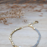 Labradorite & Fresh Water Pearl Bracelet ~ Gold Plated 18k ~ Handmade ~ Hippie ~Bohemian ~Jewelry ~Stackable MB072