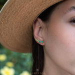 Crushed Turquoise Ear Climber Earrings ~ Stud~Jewelry~ 18k Gold Plated ~ Natural ~ Minimalist Everyday ~ Gift for Her ~ Boho ~ Hippie ~ME058