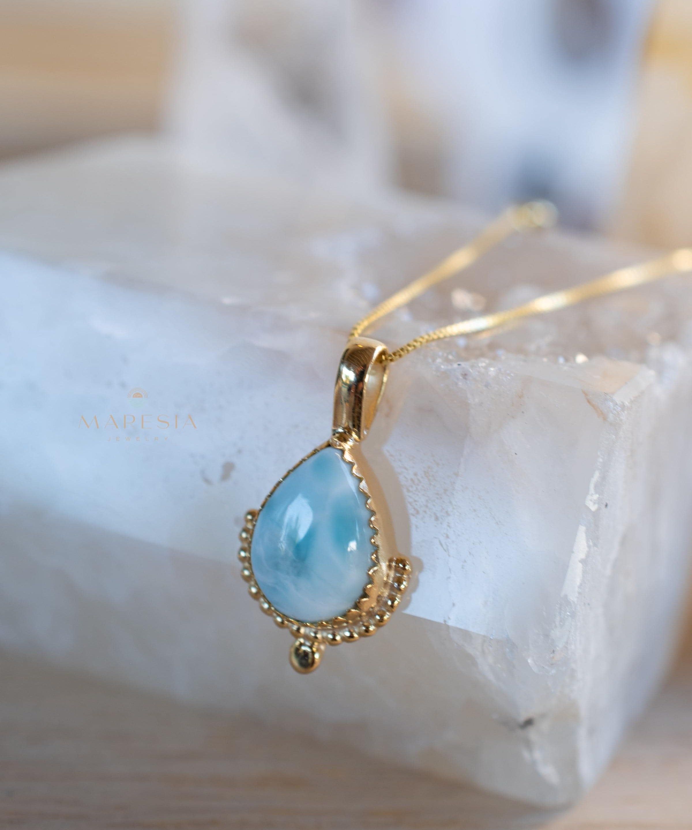 Moonstone, Labradorite, Larimar or Turquoise Pendant ~ Gold Plated over Sterling Silver ~ Necklace ~ minimalist ~ Delicate ~Everyday ~MN172A