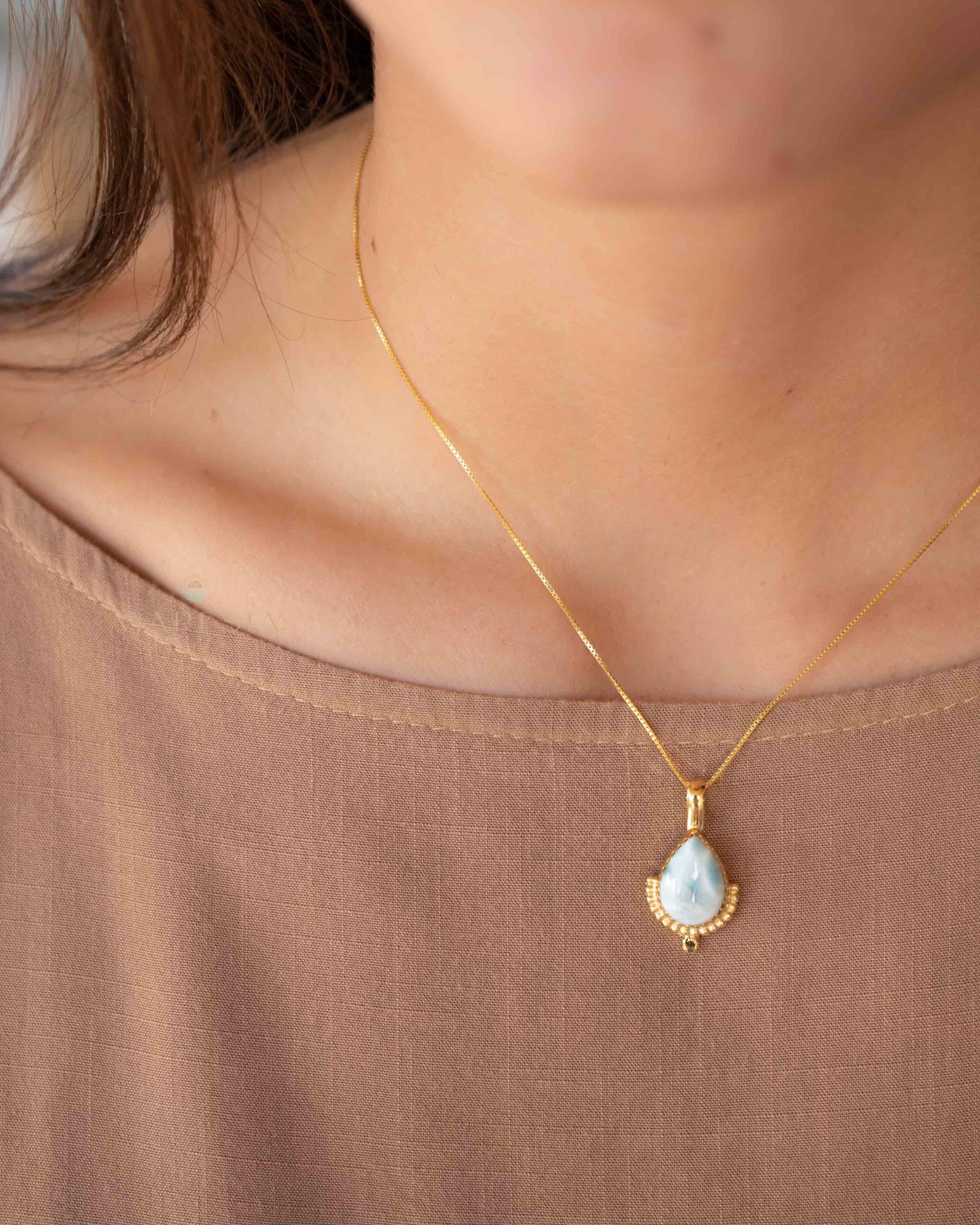 Moonstone, Labradorite, Larimar or Turquoise Pendant ~ Gold Plated over Sterling Silver ~ Necklace ~ minimalist ~ Delicate ~Everyday ~MN171A