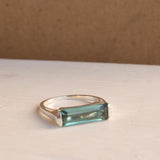 Green Amethyst Hydro Ring ~ Sterling Silver 925 ~ Rectangular Stone ~ Jewelry ~ Handmade ~ Boho ~ MR368