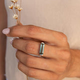 Green Amethyst Hydro Ring ~ Sterling Silver 925 ~ Rectangular Stone ~ Jewelry ~ Handmade ~ Boho ~ MR368