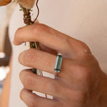 Green Amethyst Hydro Ring ~ Sterling Silver 925 ~ Rectangular Stone ~ Jewelry ~ Handmade ~ Boho ~ MR368