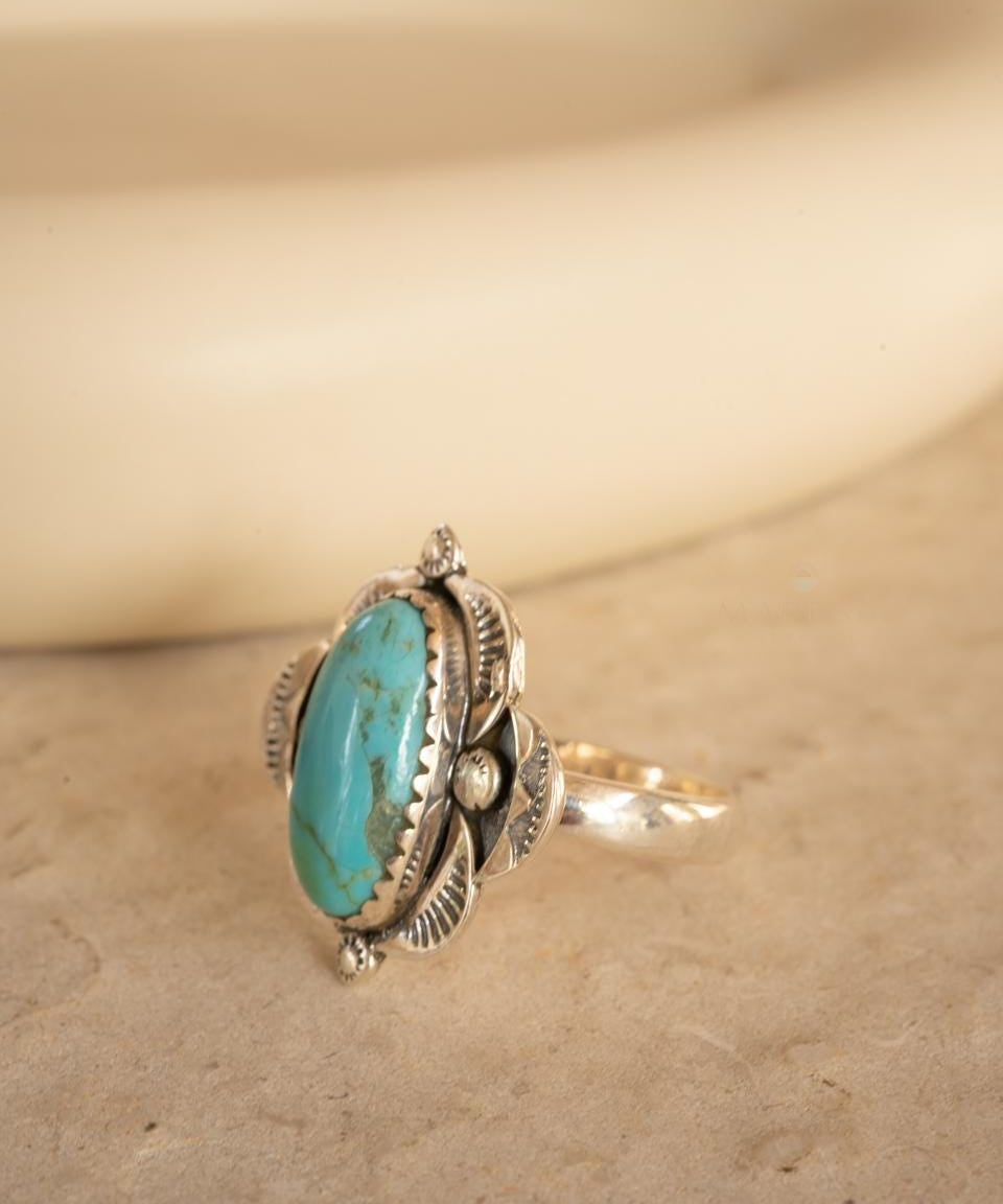 Turquoise Ring ~ Sterling Silver 925 ~ Handmade ~ Statement ~ Hippie ~ Bohemian ~ Jewelry ~Gift For Her ~Gemstone~December Birthstone~ MR370
