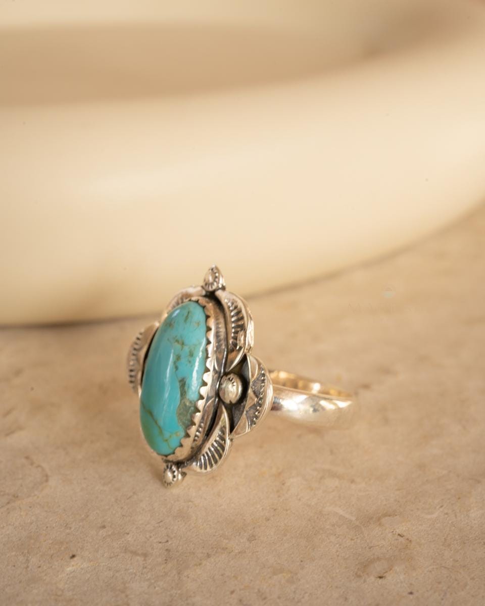 Turquoise Ring ~ Sterling Silver 925 ~ Handmade ~ Statement ~ Hippie ~ Bohemian ~ Jewelry ~Gift For Her ~Gemstone~December Birthstone~ MR370