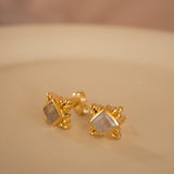 Moonstone Earrings ~ Stud ~ Jewelry ~ 18k Gold Plated ~ Natural ~ Minimalist Everyday ~ Gift for Her ~ Boho ~ Hippie ~ ME083