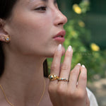 Moonstone Earrings ~ Stud ~ Jewelry ~ 18k Gold Plated ~ Natural ~ Minimalist Everyday ~ Gift for Her ~ Boho ~ Hippie ~ ME083