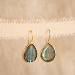 Labradorite Tear Drop Earrings ~ 18k Gold Plated ~ Minimalist Everyday ~ Gift for Her ~ Boho ~ ME108
