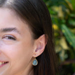 Labradorite Tear Drop Earrings ~ 18k Gold Plated ~ Minimalist Everyday ~ Gift for Her ~ Boho ~ ME108