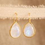 Moonstone Tear Drop Earrings ~ Gold Plated ~Dangle ~ Jewelry ~ Natural ~ Organic ~ Everyday~ Delicate~ minimalist Boho ~ Hippie ~ ME109