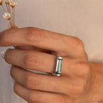 Green Amethyst Hydro Ring ~ Sterling Silver 925 ~ Rectangular Stone ~ Jewelry ~ Handmade ~ Boho ~ MR368