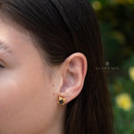 Labradorite Earrings ~ Stud ~ Jewelry ~ 18k Gold Plated ~ Natural ~ Minimalist Everyday ~ Gift for Her ~ Boho ~ Hippie ~ ME084