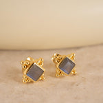 Labradorite Earrings ~ Stud ~ Jewelry ~ 18k Gold Plated ~ Natural ~ Minimalist Everyday ~ Gift for Her ~ Boho ~ Hippie ~ ME084