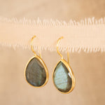 Labradorite Tear Drop Earrings ~ 18k Gold Plated ~ Minimalist Everyday ~ Gift for Her ~ Boho ~ ME108