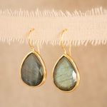Labradorite Tear Drop Earrings ~ 18k Gold Plated ~ Minimalist Everyday ~ Gift for Her ~ Boho ~ ME108