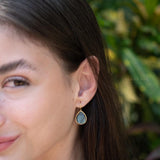 Labradorite Tear Drop Earrings ~ 18k Gold Plated ~ Minimalist Everyday ~ Gift for Her ~ Boho ~ ME108