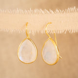 Moonstone Tear Drop Earrings ~ Gold Plated ~Dangle ~ Jewelry ~ Natural ~ Organic ~ Everyday~ Delicate~ minimalist Boho ~ Hippie ~ ME109