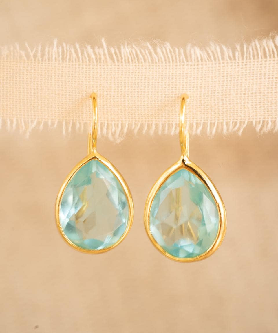 Blue Topaz hydro Tear Drop Earrings ~ Gold Plated ~Dangle ~ Jewelry everyday~ Delicate~ minimalist Boho ~ Hippie ~ ME110