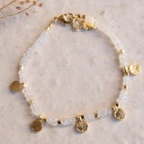 Moonstone Bracelet ~ Gold Plated 18k ~ Handmade ~ Hippie ~Bohemian ~Jewelry ~Stackable MB077