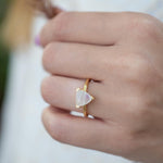 Moonstone Ring ~ Natural Stone ~ 18k Gold Plated ~ Jewelry ~ Handmade ~ Statement Ring ~ Boho ~ Tringle ~ MR371