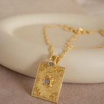 Moonstone & Labradorite Necklace ~ Charm ~ Gold plated 18k ~ Bohemian ~ Statement necklace ~ MN197