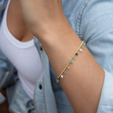 Light Green Jade, Emerald Jade, Pearl, Apatite jade, Prehnite jade & Neon apatite Bracelet ~ Gold Plated 18k Bohemian ~Stackable MB079