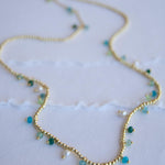 Light Green Jade, Emerald Jade, Pearl, Apatite jade, Prehnite jade & Neon apatite Necklace ~ Gold Plated 18k Bohemian ~Stackable MN198