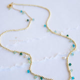 Light Green Jade, Emerald Jade, Pearl, Apatite jade, Prehnite jade & Neon apatite Necklace ~ Gold Plated 18k Bohemian ~Stackable MN198