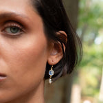 Moonstone & Fresh Water Pearl Tear Drop Earrings ~ Gold Plated ~Dangle ~ Jewelry ~ Organic ~ Everyday~ Delicate~ minimalist Boho ~ ME088