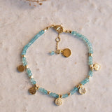 Aqua Chalcedony Bracelet ~ Gold Plated 18k ~ Handmade ~ Hippie ~Bohemian ~Jewelry ~Stackable MB076
