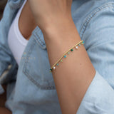 Light Green Jade, Emerald Jade, Pearl, Apatite jade, Prehnite jade & Neon apatite Bracelet ~ Gold Plated 18k Bohemian ~Stackable MB079