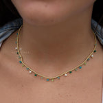 Light Green Jade, Emerald Jade, Pearl, Apatite jade, Prehnite jade & Neon apatite Necklace ~ Gold Plated 18k Bohemian ~Stackable MN198