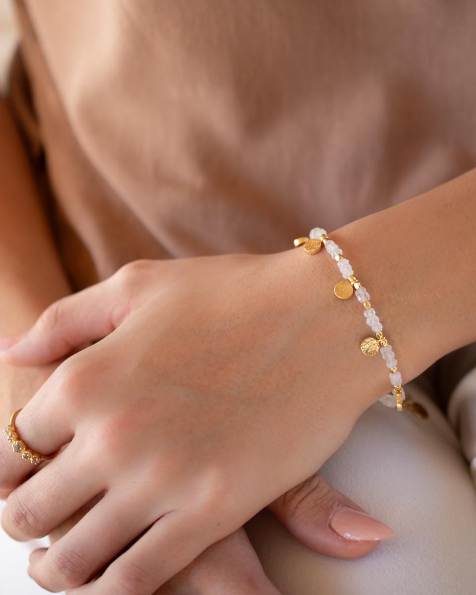 Moonstone Bracelet ~ Gold Plated 18k ~ Handmade ~ Hippie ~Bohemian ~Jewelry ~Stackable MB077