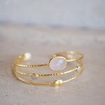 Rose quartz Adjustable Bracelet ~ Gold Plated 18k ~ Handmade ~ Hippie ~Bohemian ~Jewelry ~Gemstone ~Body MB057