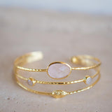 Rose quartz Adjustable Bracelet ~ Gold Plated 18k ~ Handmade ~ Hippie ~Bohemian ~Jewelry ~Gemstone ~Body MB057