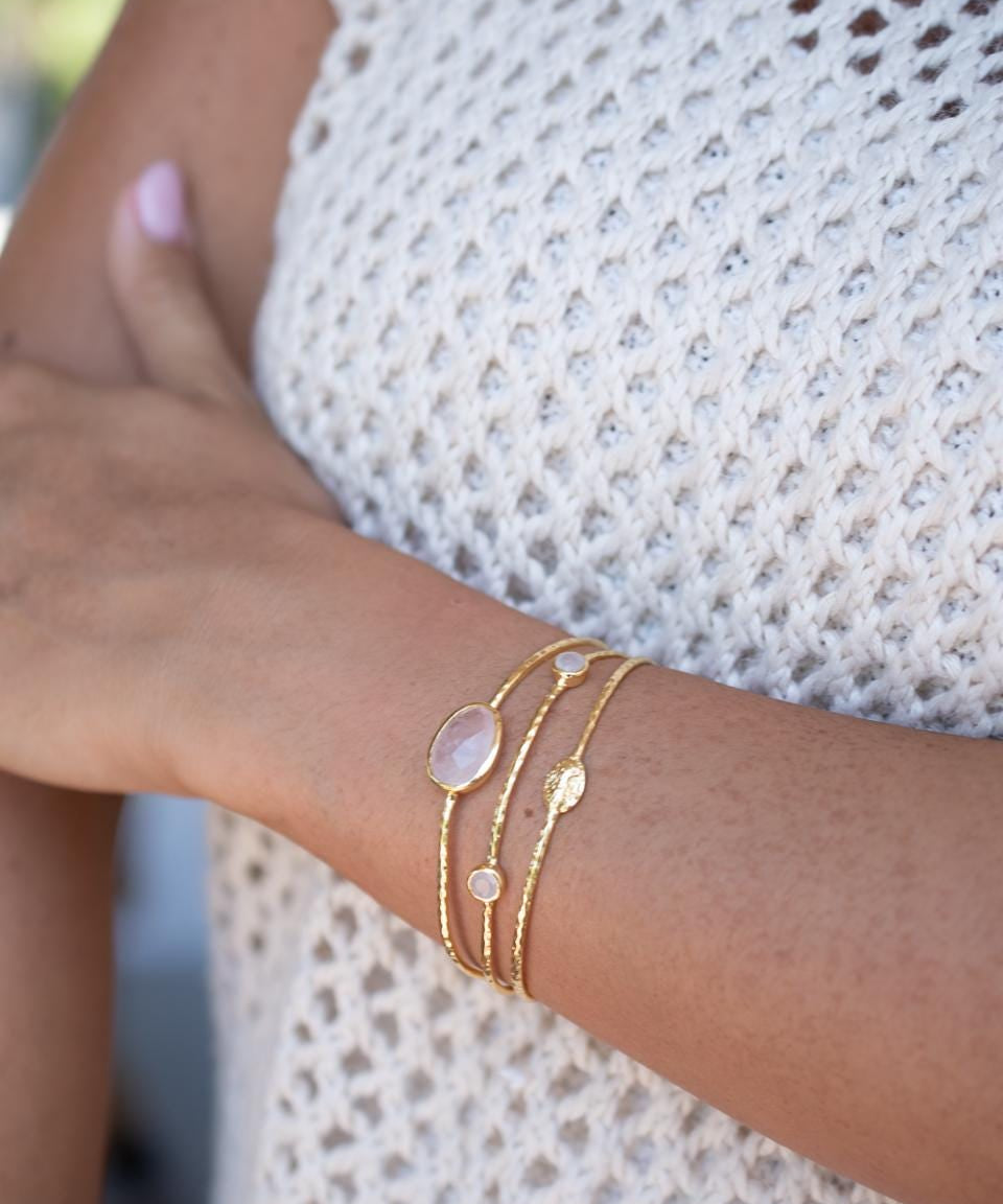 Rose quartz Adjustable Bracelet ~ Gold Plated 18k ~ Handmade ~ Hippie ~Bohemian ~Jewelry ~Gemstone ~Body MB057